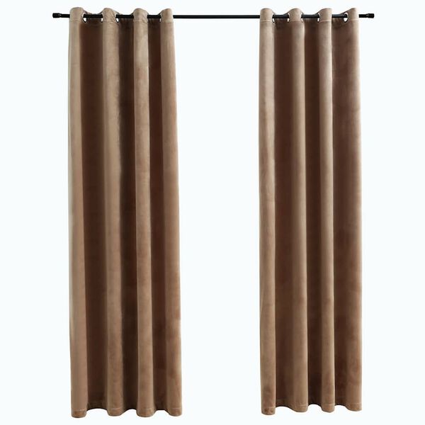 vidaXL Blackout Curtains with Rings 2 pcs Velvet Beige 140x225 cm