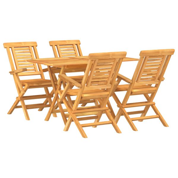 vidaXL 5 Piece Garden Dining Set Solid Wood Teak