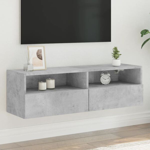 vidaXL TV Wall Cabinet Concrete Grey 100x30x30 cm Engineered Wood
