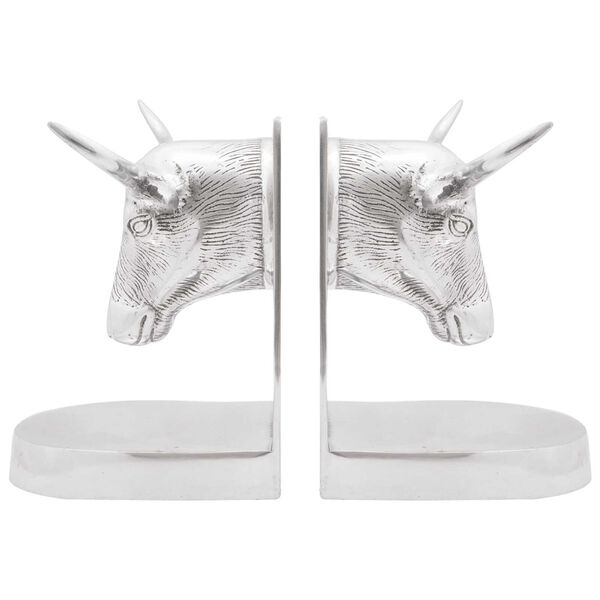 vidaXL Bookends 2 pcs Silver 21.5 x 15.5 x 20 cm Aluminium
