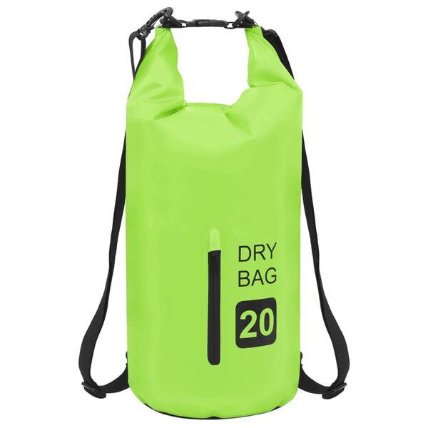 vidaXL Dry Bag with Zipper Green 20 L PVC