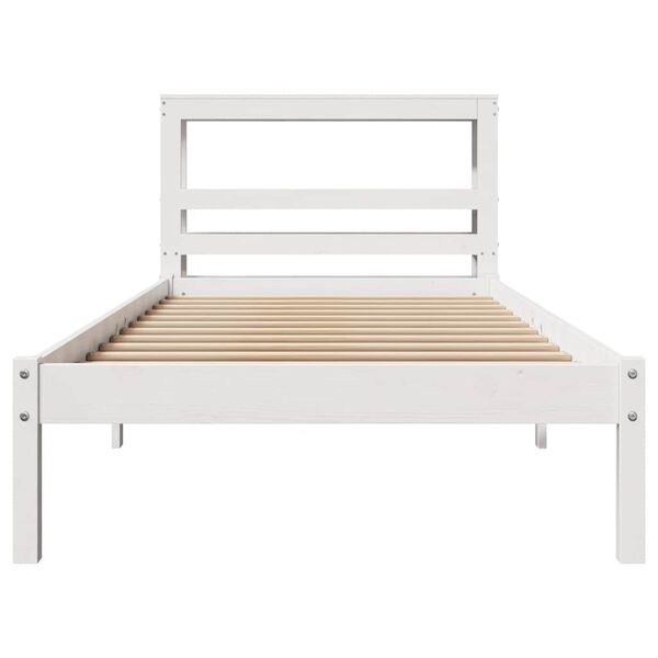 vidaXL Bed Frame without Mattress White 75x190 cm Small Single Solid Wood Pine