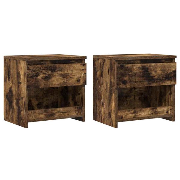 vidaXL Bedside Cabinets 2 pcs Smoked Oak 40x30x39 cm Engineered Wood