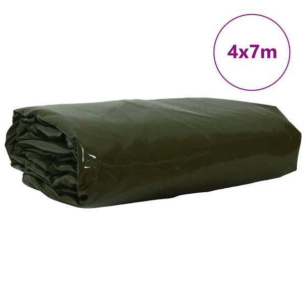 vidaXL Tarpaulin 650g / m&sup2; Olive Green 4 x 7 m Canvas with PVC Coating