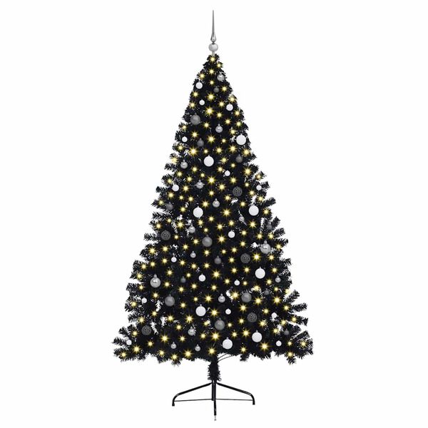 vidaXL Artificial Pre-lit Christmas Tree Black 240 cm PVC