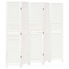 vidaXL Room Divider 5 Panels White Solid Wood Paulownia