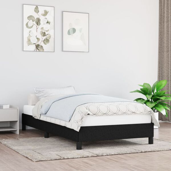 vidaXL Bed Frame without Mattress Black 90x190 cm Single Single Fabric