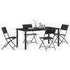 vidaXL Garden Dining Set Folding 5 pcs Black Powder-Coated Steel