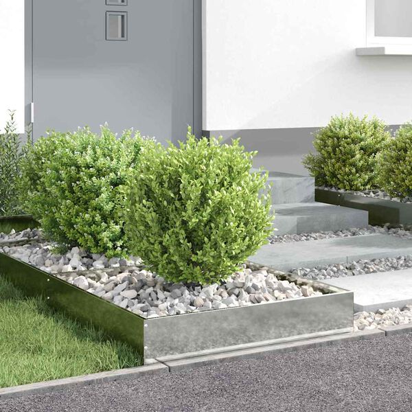 vidaXL Lawn Edging Silver 60 x 60 x 13 cm Galvanised Steel