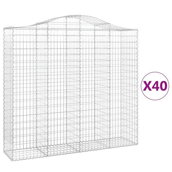 vidaXL Arched Gabion Baskets 40 pcs 200x50x180/200 cm Galvanised Iron