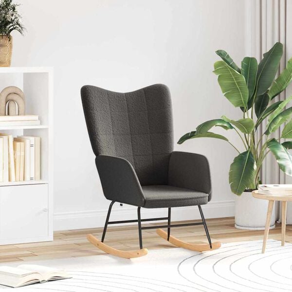 vidaXL Rocking Chair Dark Grey Sherpa Fabric