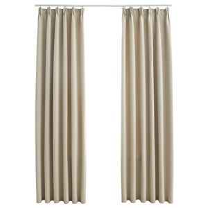 vidaXL Blackout Curtains with Hooks 2 pcs Beige 140x175 cm