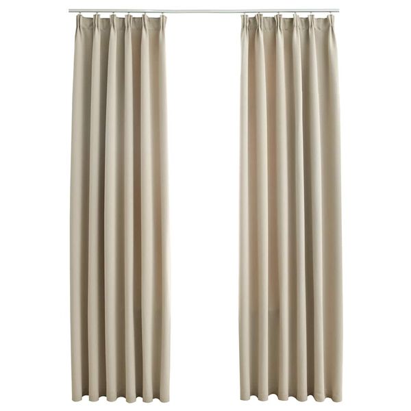 vidaXL Blackout Curtains with Hooks 2 pcs Beige 140x175 cm