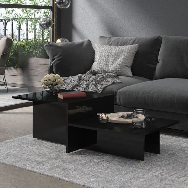 vidaXL Coffee Table High Gloss Black 111.5x50x33 cm Engineered Wood