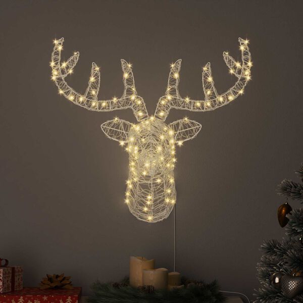 vidaXL Reindeer Head with 140 LEDs Warm white 60 cm Acrylic