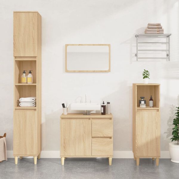 vidaXL 4 Piece Bathroom Furniture Set Sonoma Oak Engineered Wood