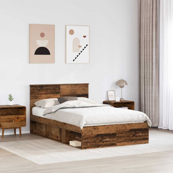 vidaXL Bed Frame with Headboard Old Wood 120 x 200 cm Engineered wood