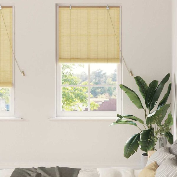 vidaXL Roller Blind with Curtains Manual Nature 90 x 220 cm Bamboo