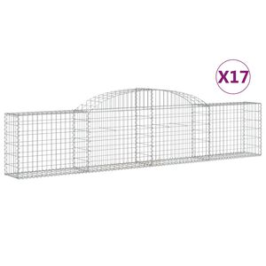vidaXL Arched Gabion Baskets 17 pcs 300x30x60/80 cm Galvanised Iron