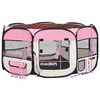 vidaXL Foldable Dog Playpen with Carrying Bag Pink 145x145x61 cm