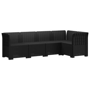 vidaXL 5-Seater Garden Sofa Rattan Look PP Anthracite