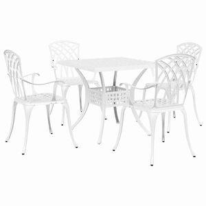 vidaXL Garden Table Set 5 pcs White Cast Aluminium