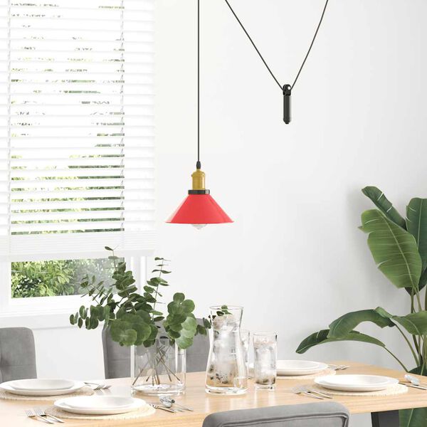 vidaXL Pendant Lamp Height Adjustable E27 Gloss Red Ø 22 cm Metal