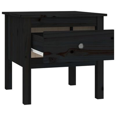 vidaXL Side Table Black 50x50x49 cm Solid Wood Pine