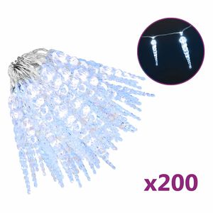 vidaXL Christmas Icicle Light 200 LEDs Cold White 20 m Acrylic PVC