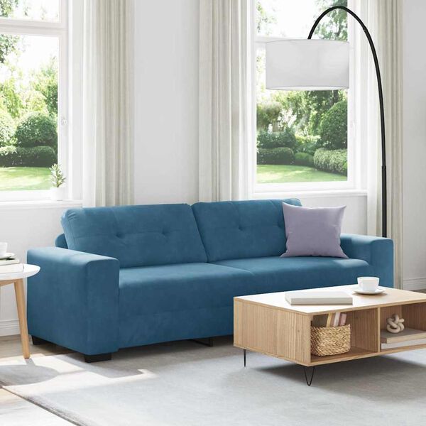 vidaXL Sofa Blue 221 x 80 x 80 cm Poly velvet