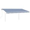 vidaXL Manual Retractable Awning with Posts 4.5x3 m Blue and White