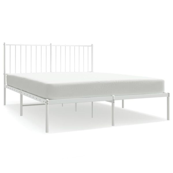 vidaXL Metal Bed Frame without Mattress with Headboard White 140x190cm
