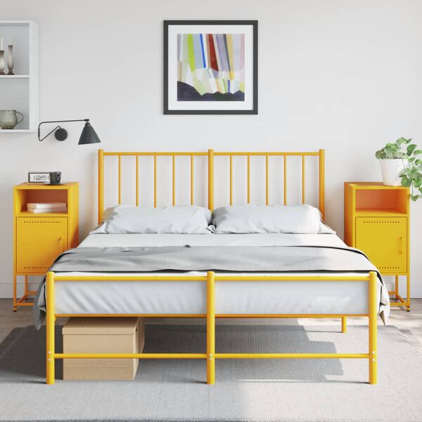 vidaXL Bedside Cabinets 2 pcs Mustard Yellow 36x39x78 cm Steel
