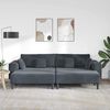 vidaXL Velvet Sofa with Cushion 3 pcs Dark Grey 208 cm Velvet