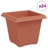 vidaXL Square Flower Pot 24 pcs Brick Red 16 x 16 x 14 cm Plastic