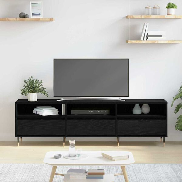vidaXL TV Cabinet Black Oak 150 x 30 x 45 cm Engineered Wood