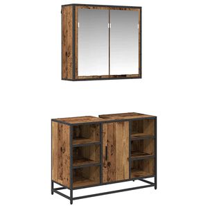 vidaXL Bathroom Furniture Set with Door 2 pcs Old Wood Engineered Wood