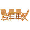 vidaXL Garden Dining Set Folding 5 pcs Brown Solid acacia wood
