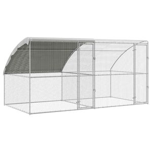 vidaXL Chicken Cage with 2 Doors 2 pcs Silver 400x200x200cm
