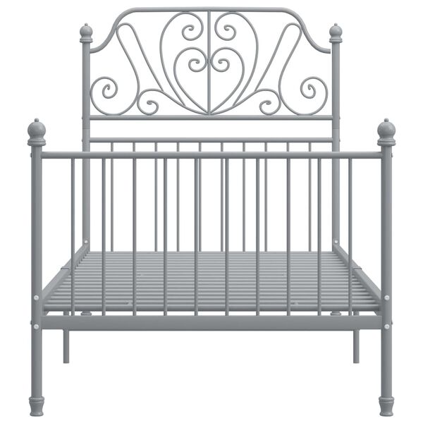 vidaXL Bed Frame without Mattress Grey Metal 90x200 cm
