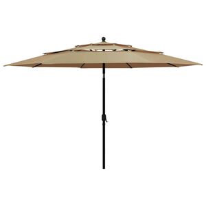 vidaXL 3-Tier Garden Parasol with Aluminium Pole Taupe 3.5 m