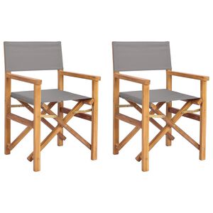 vidaXL Director Chair Brown and Light Grey Solid Teak Wood
