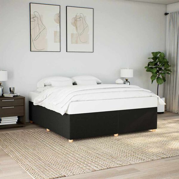 vidaXL Bed Frame without Mattress Black Super King Fabric