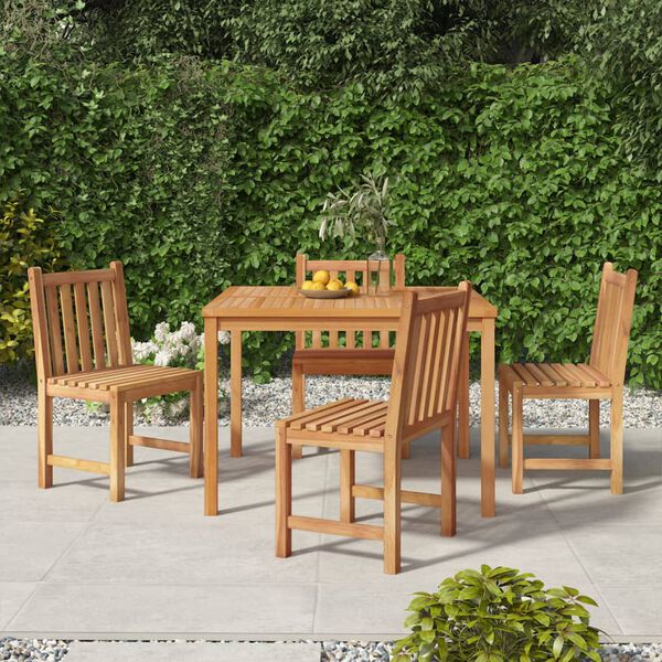 vidaXL 5 Piece Garden Dining Set Solid Wood Teak