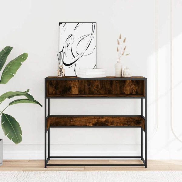 vidaXL Console Table Smoked Oak 90x35x80 cm Engineered Wood