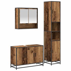 vidaXL Bathroom Furniture Set 3 pcs Old Wood Engineered Wood