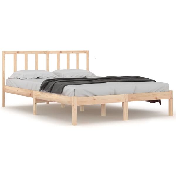 vidaXL Bed Frame without Mattress Solid Wood Pine 135x190 cm Double Double