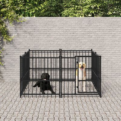 vidaXL Outdoor Dog Kennel Steel 3.75 m²