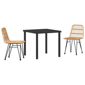 vidaXL Garden Dining Set 3 pcs Brown Powder-Coated Steel