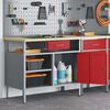 vidaXL Work Bench with Drawer with Shelf Red and Grey 100 x 55 x 85 cm